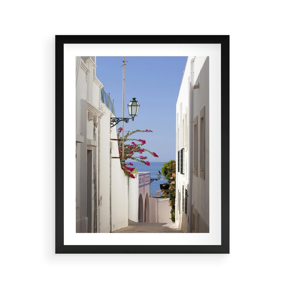 Plakat w ramie 40x50 - Podróże w Czasie: Perspektywiczna Uliczka - uliczka, perspektywa - rama czarna