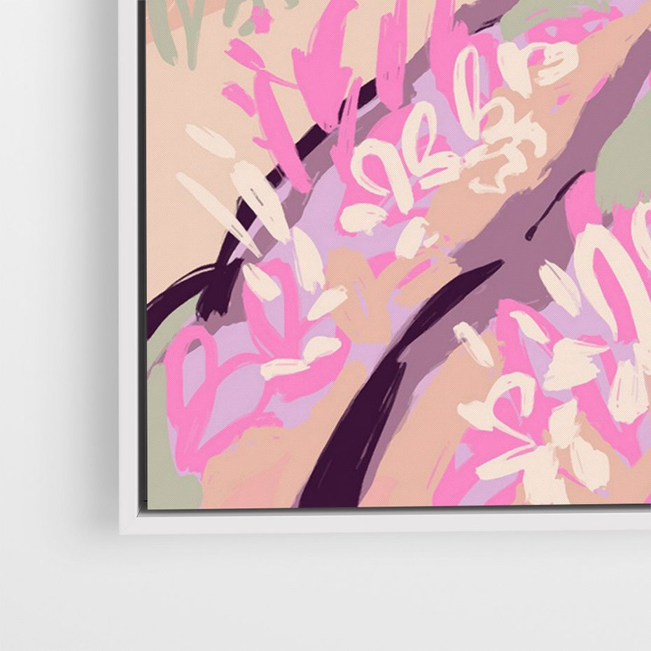 Obraz w ramie 50x70 - Harmonijny Świt - pastelowy krajobraz, nowoczesny plakat - rama biała