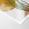 Plakat bez ramy 30x40 - Światło Natury: Graficzne Liście i Złote Słońce - grafika, graficzne liście
