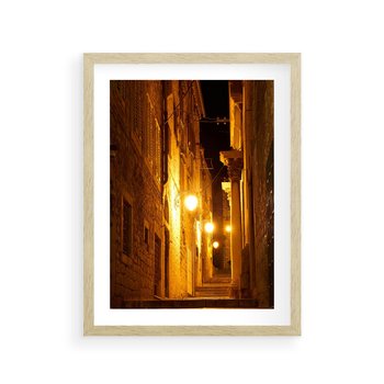 Plakat w ramie 40x50 - Miasto Pod Gwieździstym Niebem - uliczka, perspektywa - rama drewno