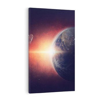 Obraz na płótnie 70x100 - Kosmiczne spotkanie: ziemia i słońce - kosmos, ziemia