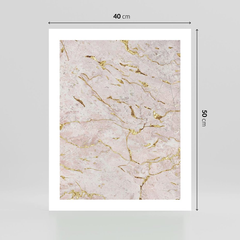 Plakat bez ramy 40x50 - Beżowy Marmur i Złoto - marmur, beżowy marmur