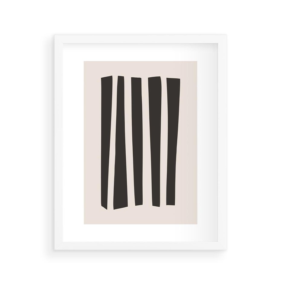 Plakat w ramie 40x50 - Migotliwa Transformacja Form - minimalizm, czarne pasy - rama biała
