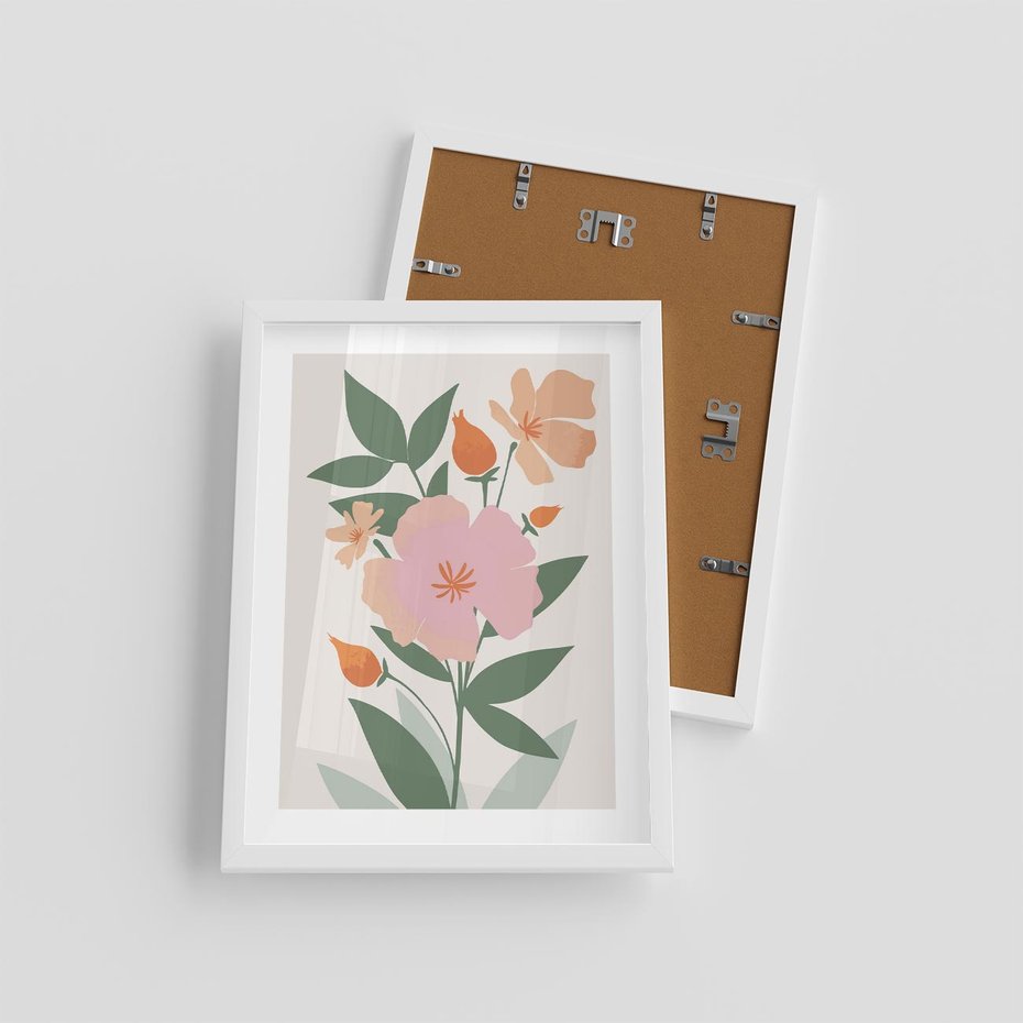 Plakat w ramie 30x40 - Kwiatowe Nastroje - kwiat, sztuka nowoczesna - rama biała