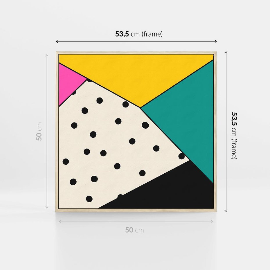 Obraz w ramie 50x50 - Wesołe Geometryczne Kształty - geometryczne kształty, abstrakcja - rama drewno