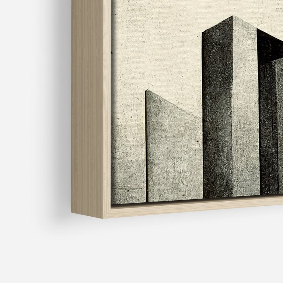 Obraz w ramie 50x70 - Mroczne Wieżowce - postarzana grafika, perspektywa budynków wieżowców - rama drewno