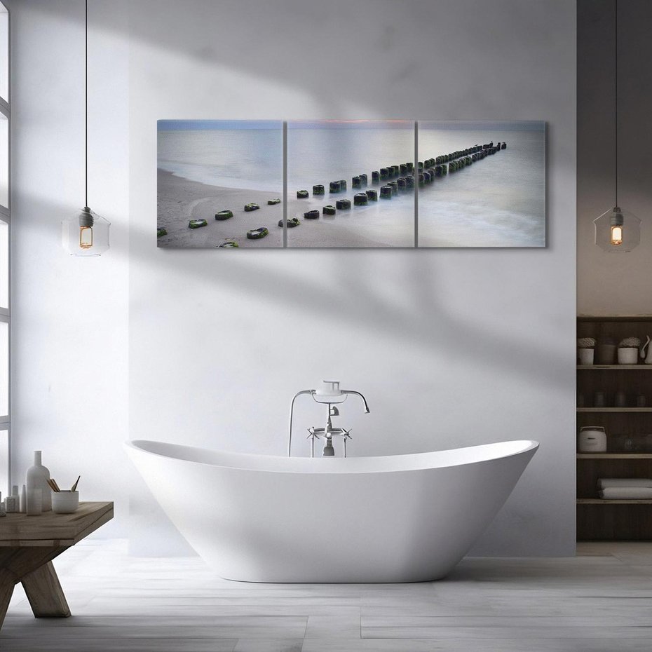 Obraz na płótnie 120x40 - Plaża Morskiej Błogości - plaża, morze