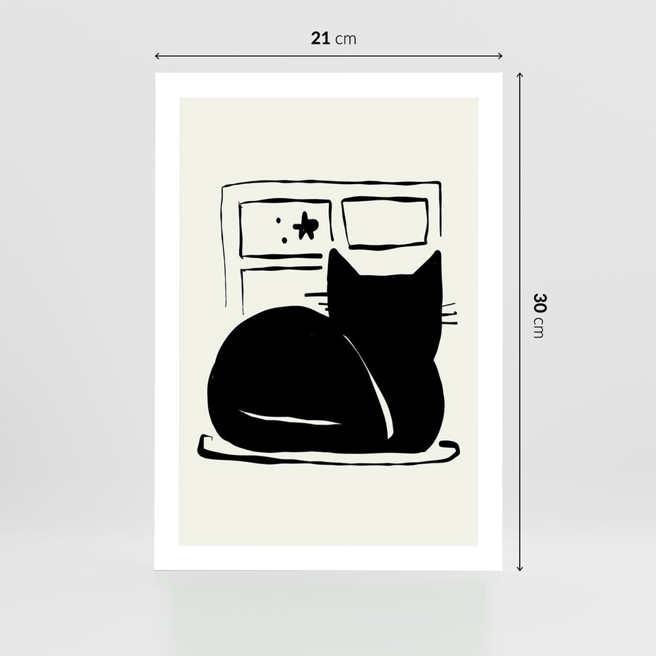 Plakat bez ramy 21x30 - Czarny Kot: Prosta Elegancja - grafika, minimalizm