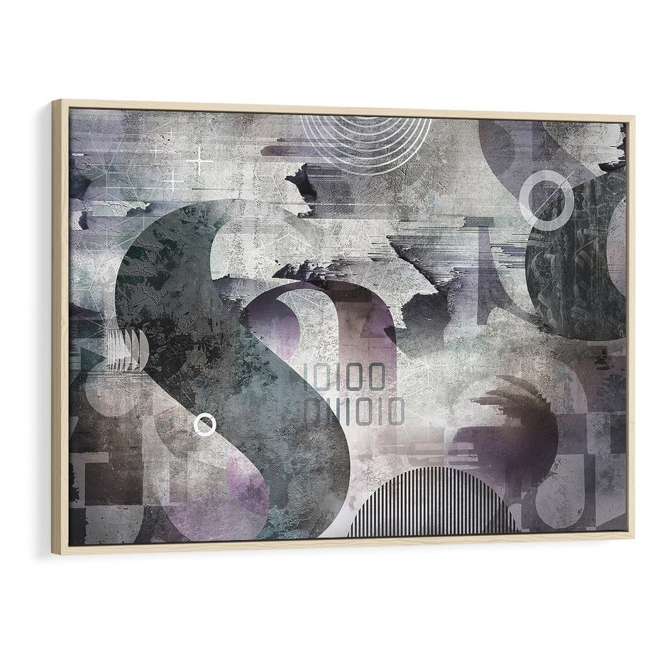 Obraz w ramie 70x50 - Nocne opowieści w barwach - typografia, abstrakcja - rama drewno