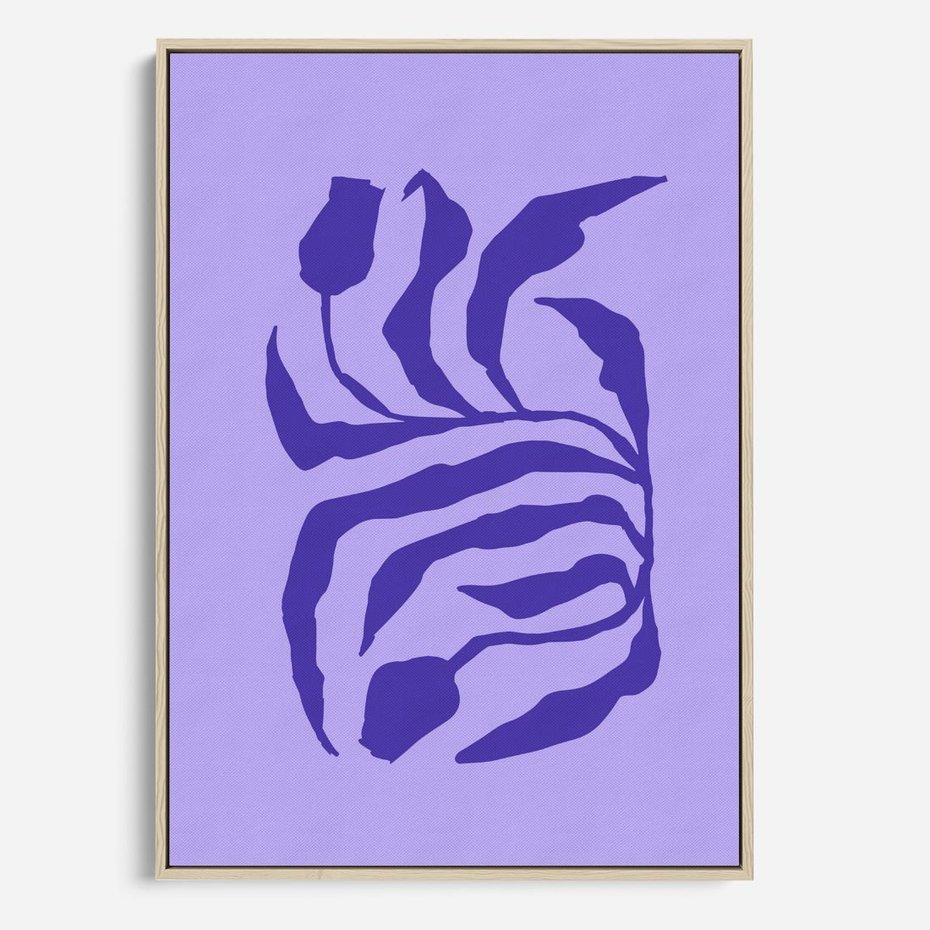 Obraz w ramie 50x70 - Boho Sztuka Wolności - kwiaty, energetyczne fioletowe tło - rama drewno