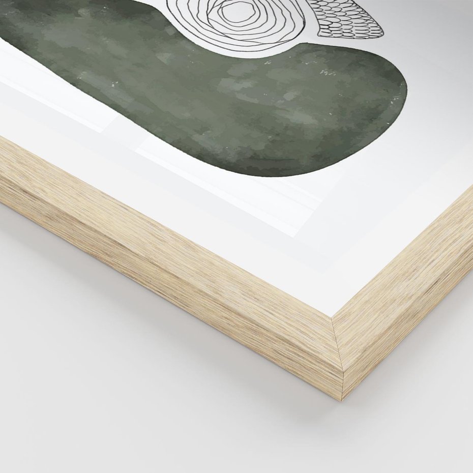 Plakat w ramie 30x40 - Owocowe Boho Inspiracje - minimalistyczny plakat, gruszka - rama drewno