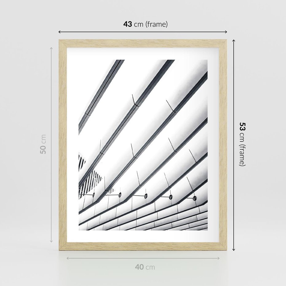 Plakat w ramie 40x50 - Czarno-Biała Fotografia Architektury - nowoczesna architektura, bialo czarny - rama drewno