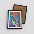 Plakat w ramie 30x40 - Olejne Wibrujące Emocje - abstrakcyjny obraz, różne kolorowe maźnięcia pędzla - rama czarna