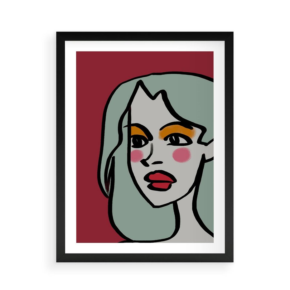 Plakat w ramie 50x70 - Ekspresja Linii - nowoczesny plakat, mocna linie - rama czarna