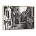 Obraz w ramie 120x80 - Weneckie Kanały - czarno białe zdjęcie, wenecja - rama drewno