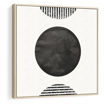 Obraz w ramie 80x80 - Tajemnicza Kompozycja - abstrakcyjne czarno białe formy, minimalizm - rama drewno