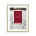 Plakat w ramie 40x50 - Okno z Czerwonymi Okiennicami - stare okno, kamienica - rama drewno