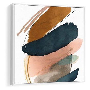 Obraz w ramie 80x80 - Migocące Impresje Przestrzeni - abstrakcyjny obraz, kolory ciepłe - rama biała