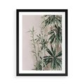 Plakat w ramie 50x70 - Egzotyczna Kompozycja - liście, rośliny tropikalne na tle ściany - rama czarna