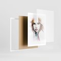 Plakat w ramie 50x70 - Abstrakcyjny portret kobiecy - grafika, kobieta - rama biała