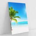 Obraz na płótnie 50x70 - Wakacyjne uniesienie: plaża i palma - plaża, morze