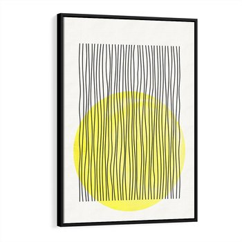 Obraz w ramie 50x70 - Ciepłe Przenikanie - geometria, żółte koło - rama czarna