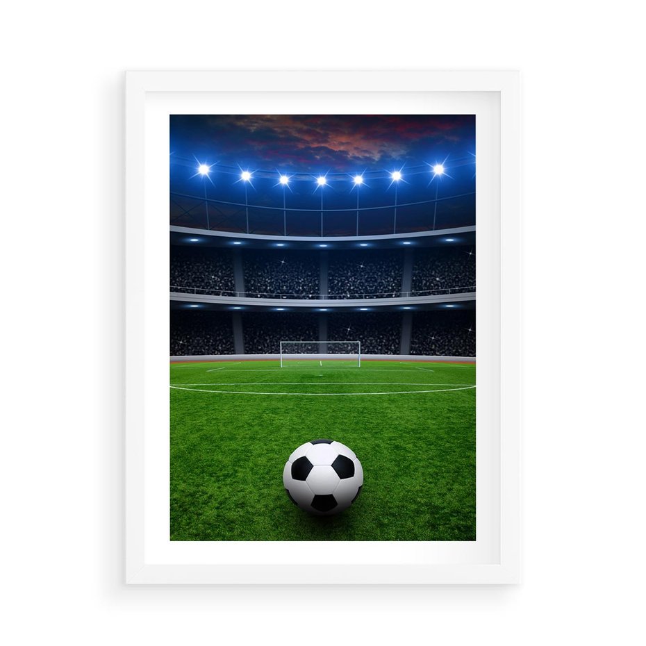 Plakat w ramie 50x70 - Piłka nożna - gol! - piłka nożna, gol - rama biała