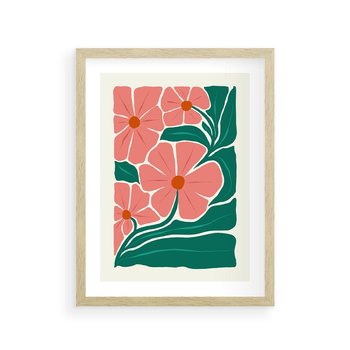 Plakat w ramie 30x40 - Energiczne Opowieści - kwiaty, sztuka nowoczesna - rama drewno