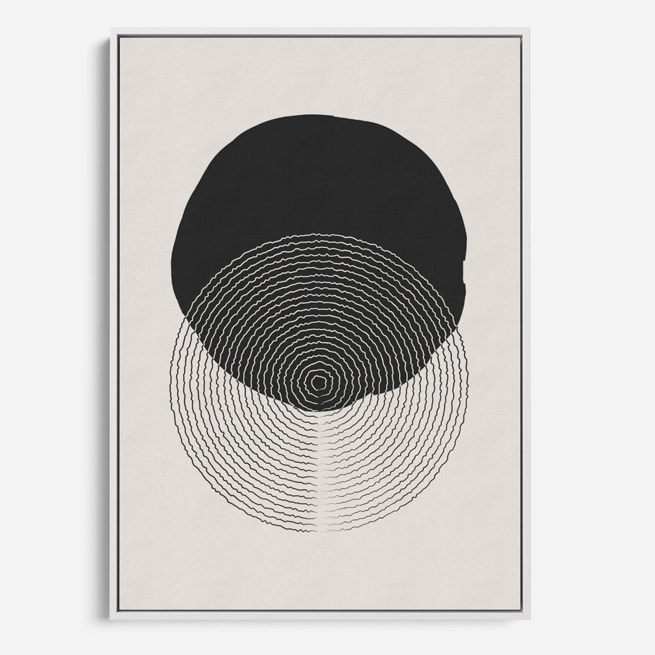 Obraz w ramie 80x120 - Boho Przenikanie Uroku - abstrakcyjna kompozycja, okręgi - rama biała