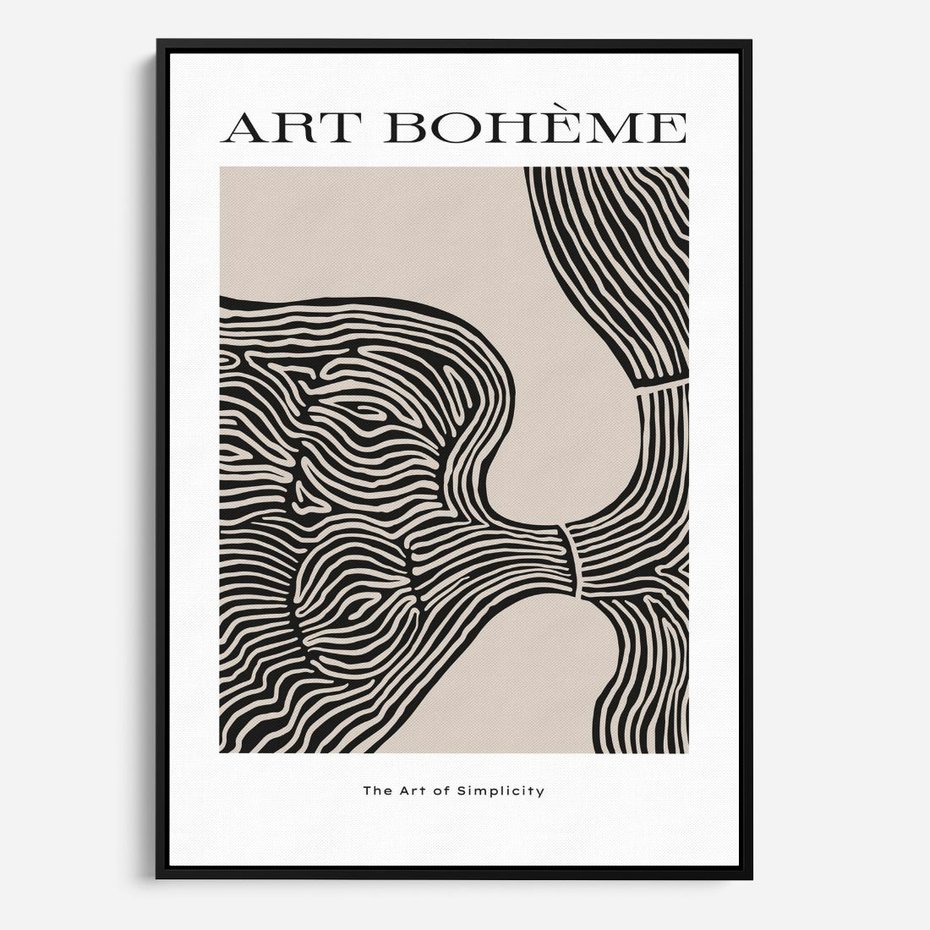 Obraz w ramie 70x100 - Wewnętrzne Zagadki Kształtów - sztuka minimalizmu, biało czarna rycina - rama czarna