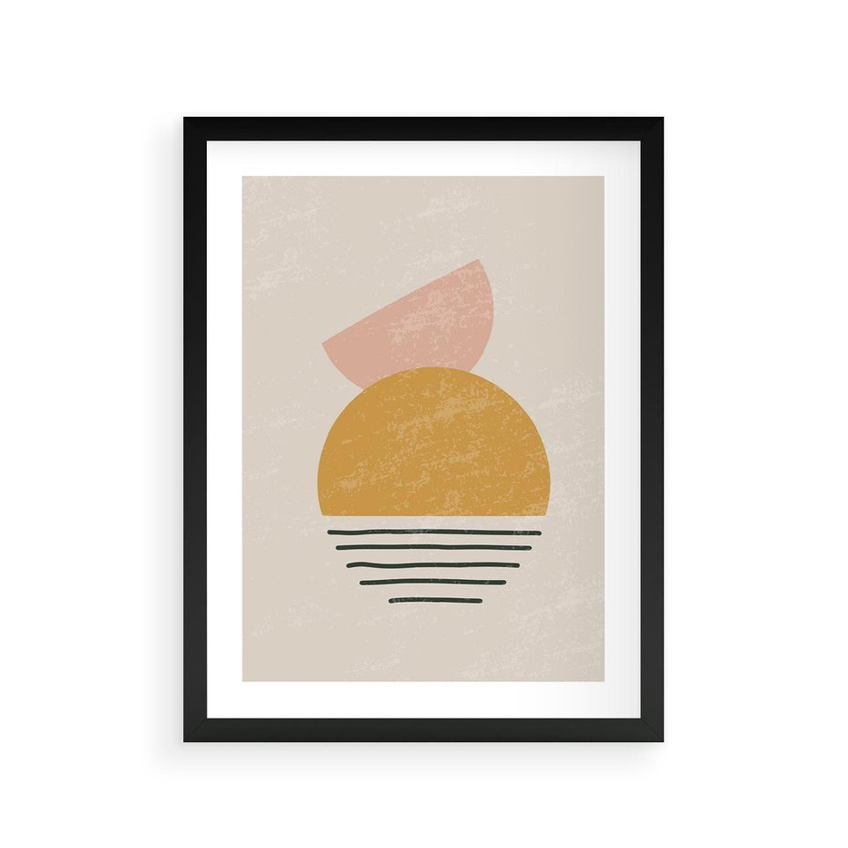 Plakat w ramie 30x40 - Krótka Forma - abstrakcyjna sztuka, boho kształty - rama czarna