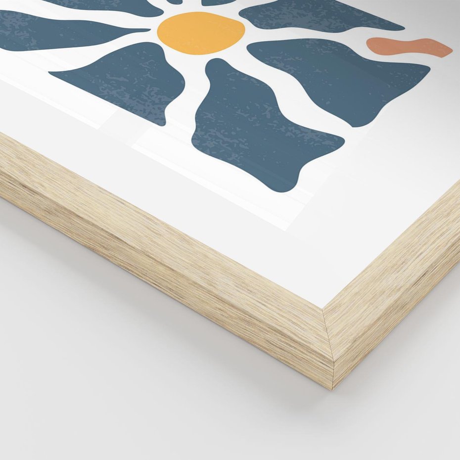 Plakat w ramie 40x50 - Kwiatowy Rezonans - nowoczesna kwiatowa grafika, styl retro - rama drewno