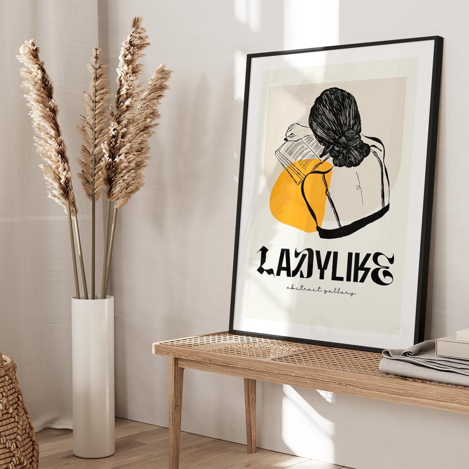 Plakat w ramie 40x50 - Kobiecość w Literach - grafika, nowoczesność - rama czarna