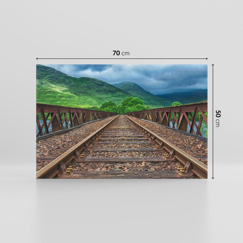 Obraz na płótnie 70x50 - Most Kolejowy - Tropy Podróży w Nocnej Ciszy - most, kolej