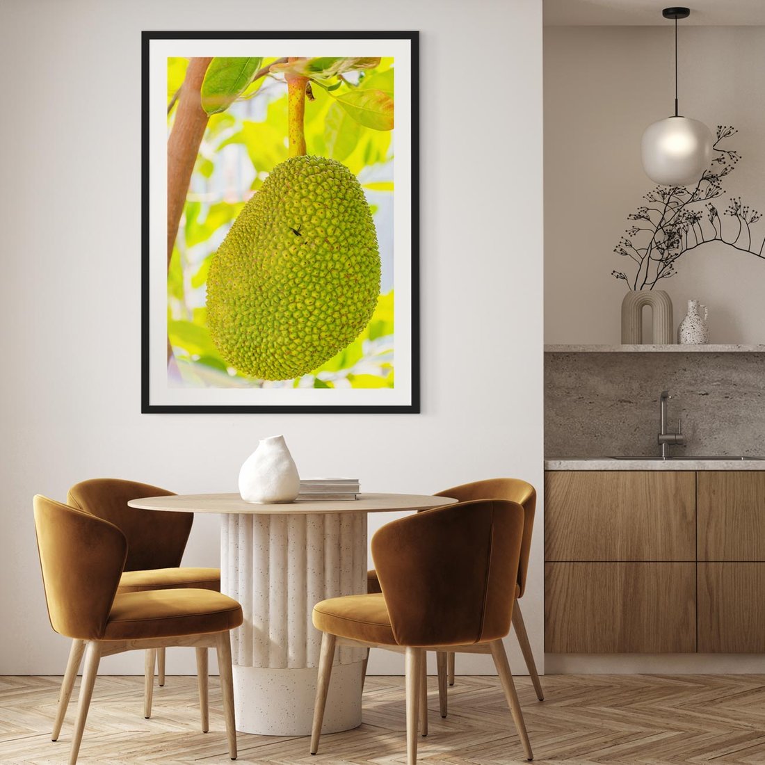 Plakat w ramie 50x70 - Tropikalny raj nad morzem - tropikalny, owoc - rama czarna