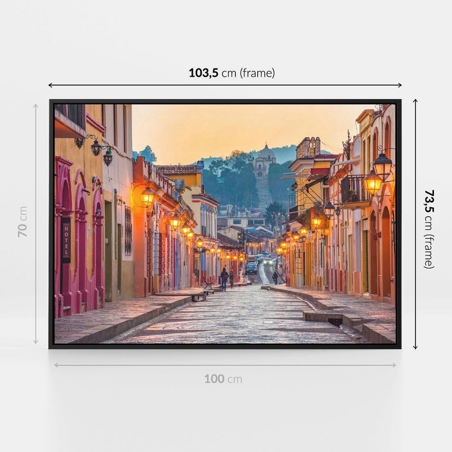 Obraz w ramie 100x70 - W stronę marzycielskich horyzontów - włoska uliczka, wieczór - rama czarna