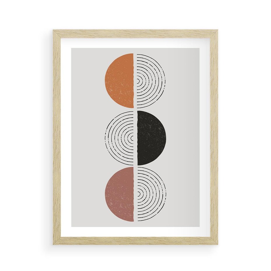 Plakat w ramie 50x70 - Eksperymenty z Geometrią - geometryczny plakat, sztuka nowoczesna - rama drewno