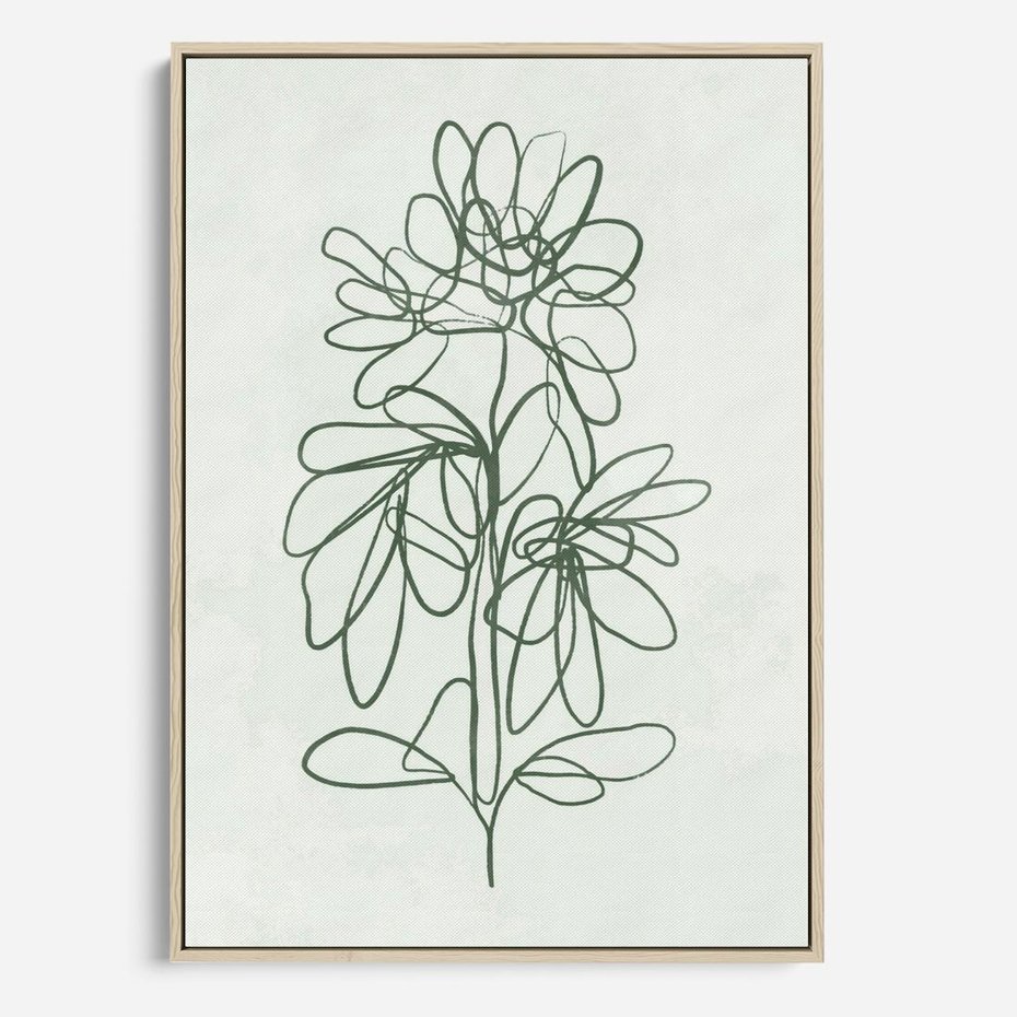 Obraz w ramie 50x70 - Spokojne Poddanie Naturze - zielony plakat, roślinne inspiracje - rama drewno