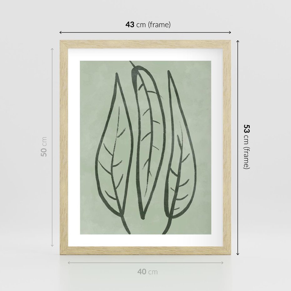 Plakat w ramie 40x50 - Energetyczne Ekspresje Natury - zielony plakat, roślinne motywy - rama drewno