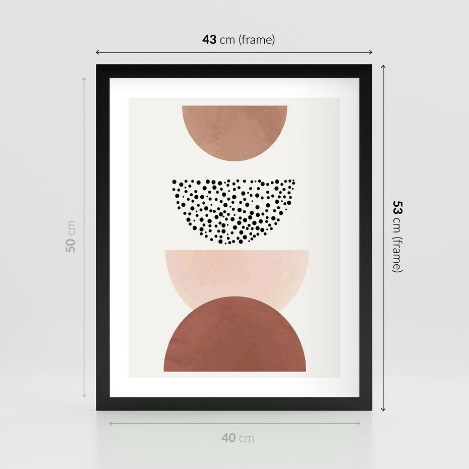 Plakat w ramie 40x50 - Geometryczna Harmonia w Brązach i Beżach - geometryczne kształty, brązy i beże - rama czarna
