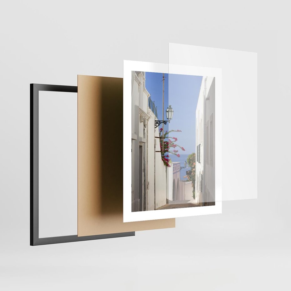 Plakat w ramie 40x50 - Podróże w Czasie: Perspektywiczna Uliczka - uliczka, perspektywa - rama czarna