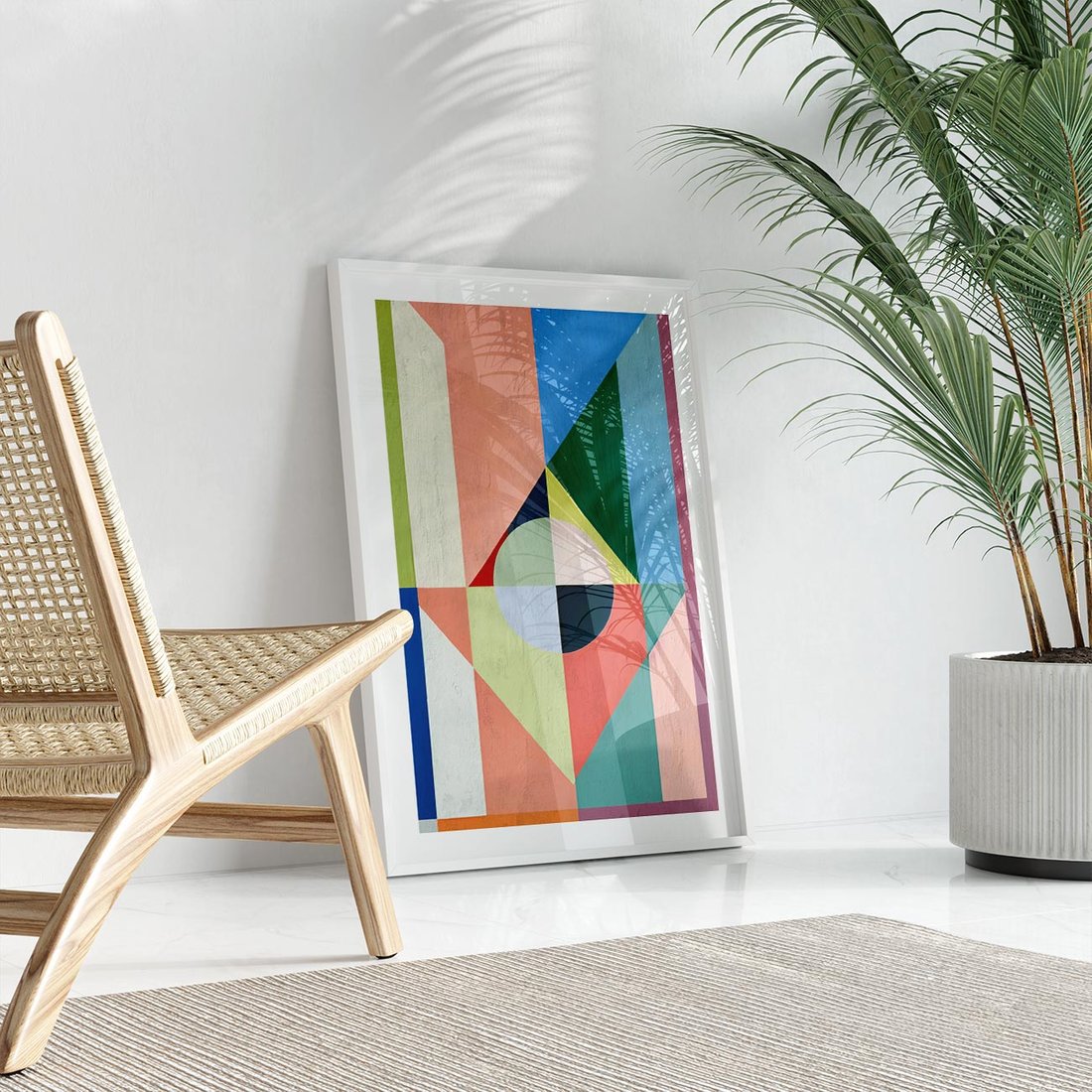 Plakat w ramie 50x70 - Księga Kolorowych Wizji - różne geometryczne formy, koła - rama biała