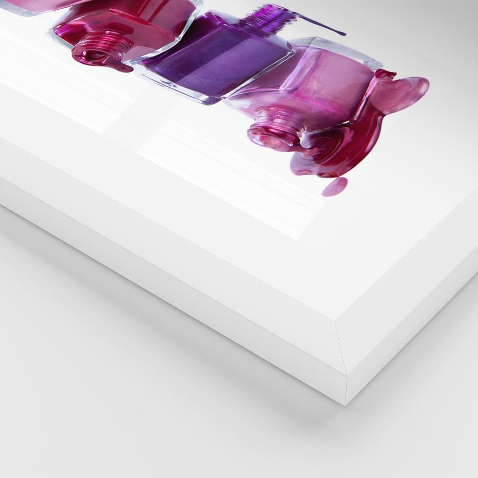 Plakat w ramie 50x70 - Kolorowe Paznokcie - lakiery, do paznokci - rama biała