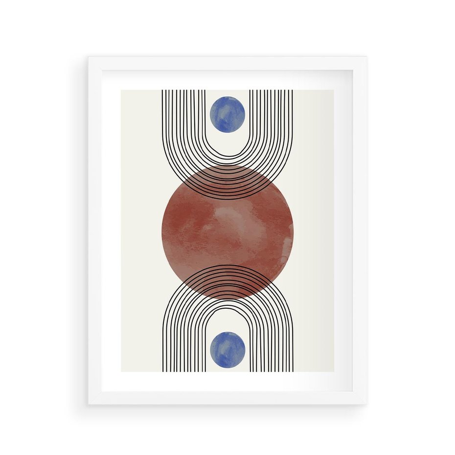 Plakat w ramie 40x50 - Księga Impulsów - nowoczesny plakat, styl midcentury - rama biała