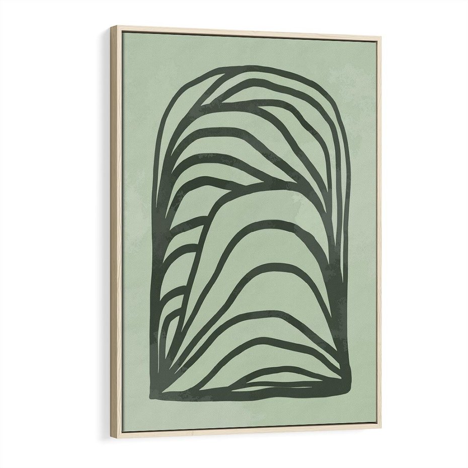 Obraz w ramie 70x100 - Zielonkawy Uścisk Natury - abstrakcyjny zielony motyw, skandynawski design - rama drewno