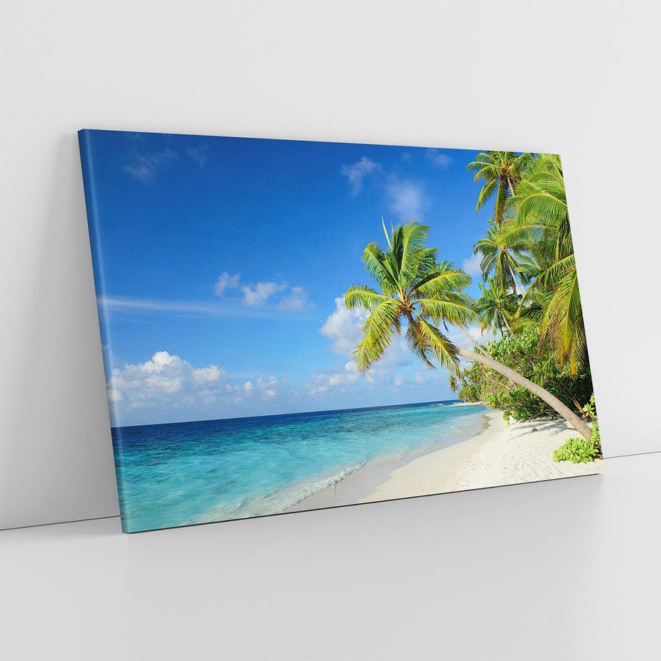 Obraz na płótnie 100x70 - Rajskie Malediwy: Plaża pod palmami - Malediwy, plaża