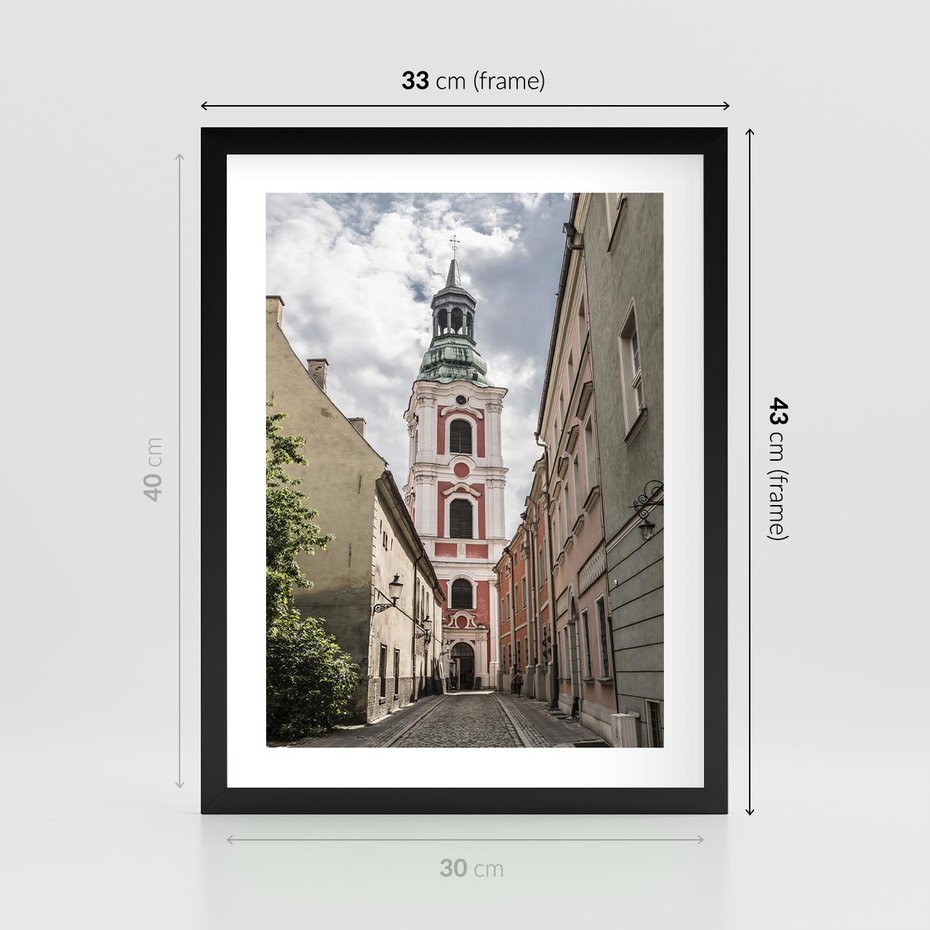 Plakat w ramie 30x40 - Magia perspektywy uliczki - uliczka, perspektywa - rama czarna