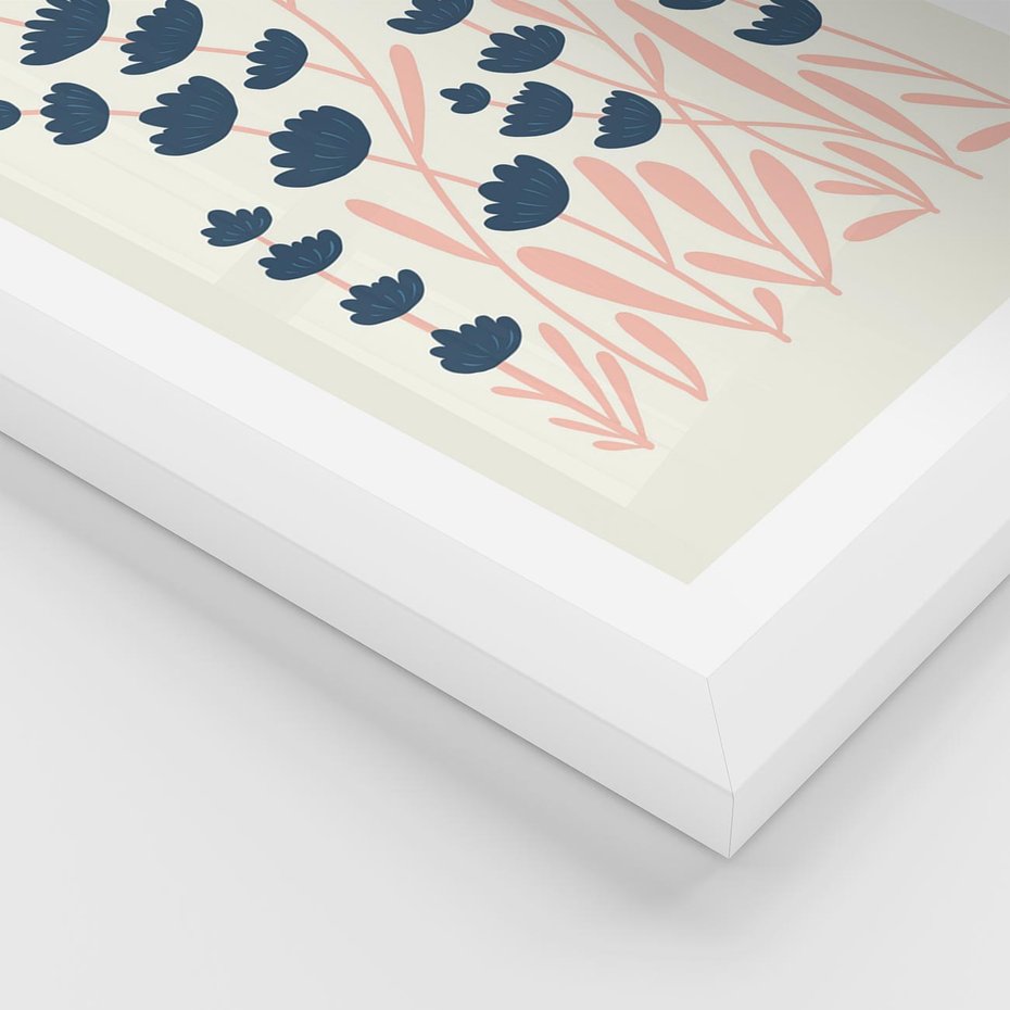 Plakat w ramie 50x70 - Migotliwe Kształty - kwiaty, rośliny - rama biała