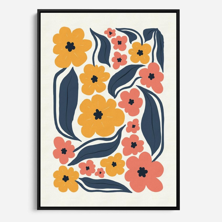 Obraz w ramie 70x100 - Pastelowe Impresje - pastelowe kwiaty, abstrakcyjna kompozycja - rama czarna