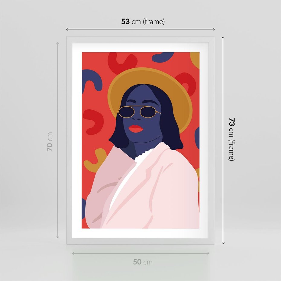 Plakat w ramie 50x70 - Kobieca Przenikliwość - nowoczesny plakat, styl retro - rama biała